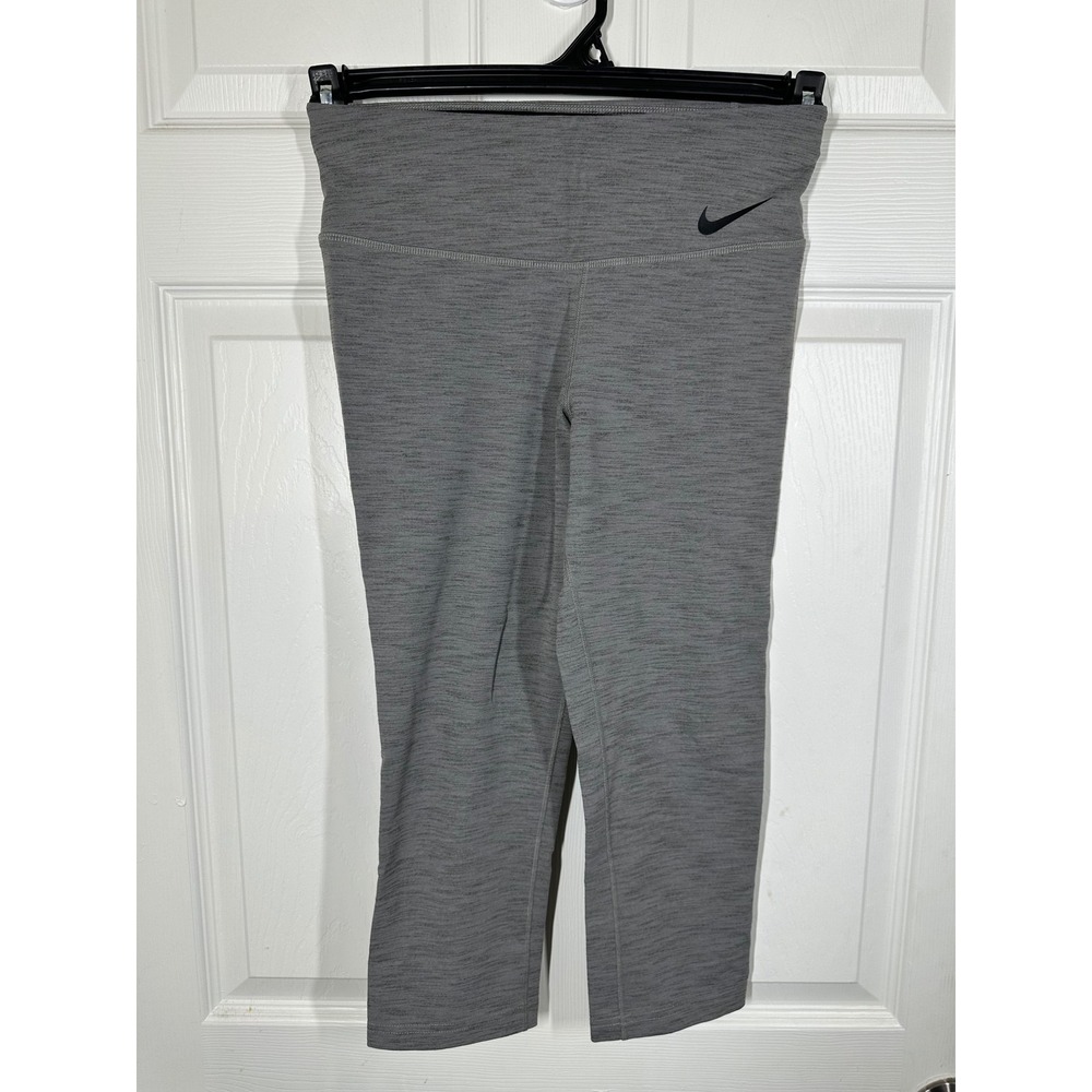 Nike Leggings Women S Grey Dri-FIT Crop Athletic Heathered Performance Pants